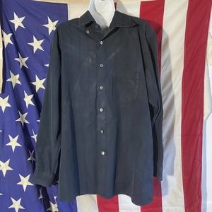 Ermenegildo Zegna Mens Navy Blue Size L LS Cotton Tailoring shirt, Milano Fit